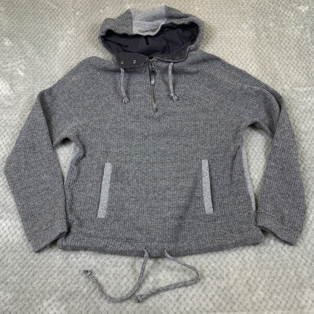 Prana Wool Blend Hoodie Women S Gray Quarter Zip Knit Outdoor Pullover W23180550
